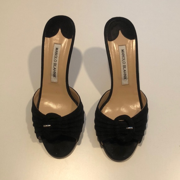 Manolo Blahnik | Shoes | Manolo Blahnik Kitten Heel Slides | Poshmark